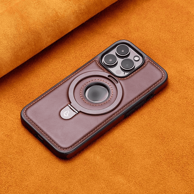 Klassische iPhone-Lederhülle mit Ständer und Magnetverschluss
