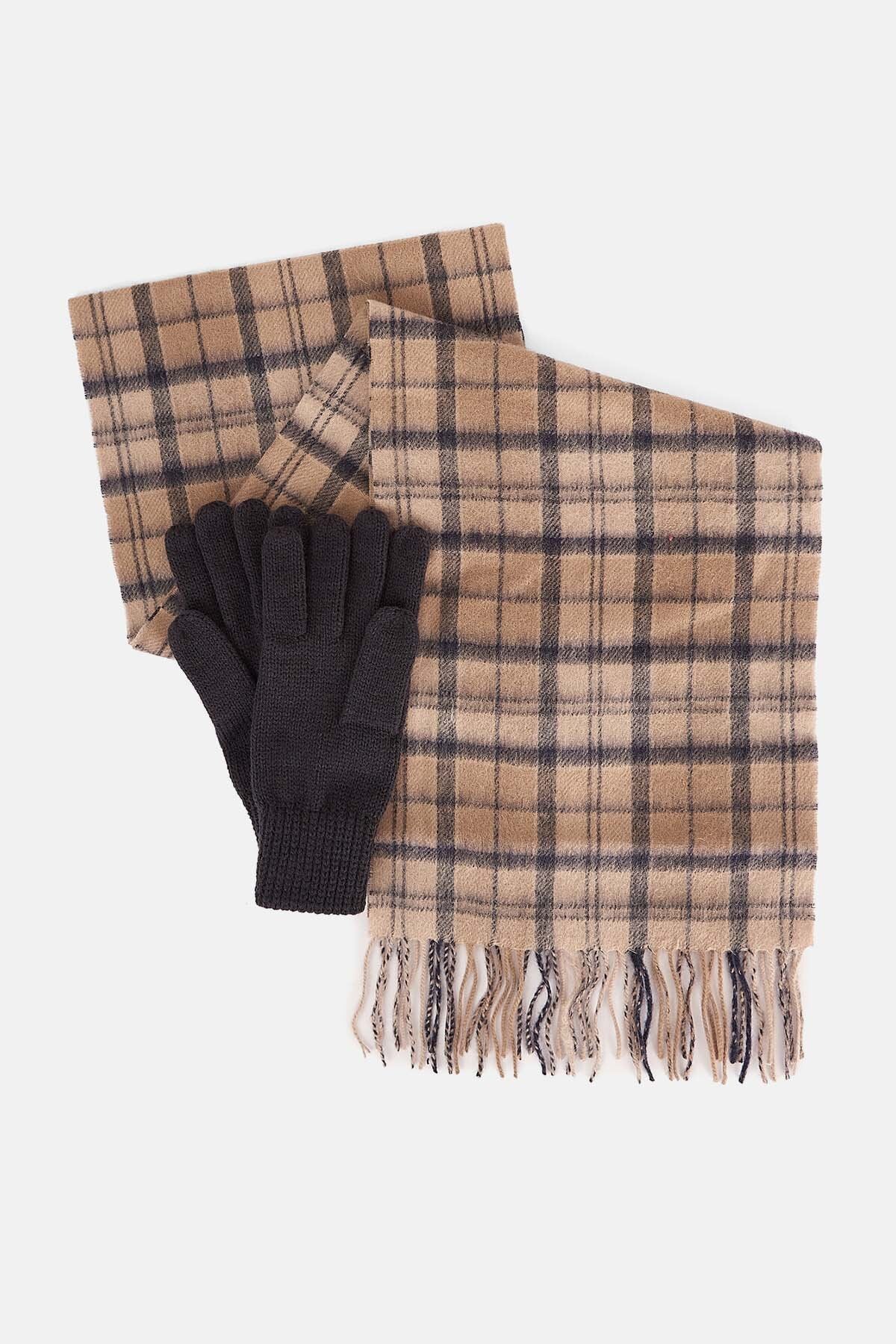 Schal und Handschuhe aus Wolle (Tartan)