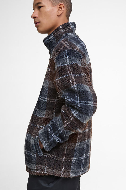 Fleecejacke mit Schottenmuster und Reißverschluss