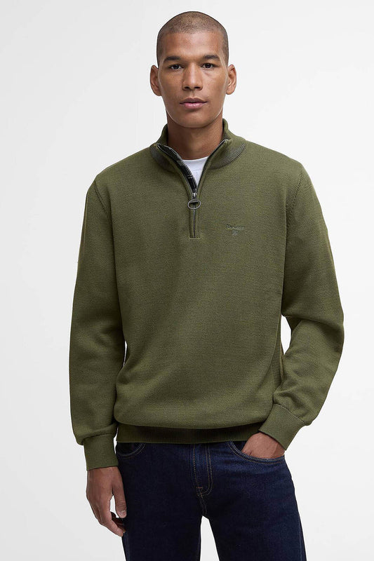Cotton Half Zip Knitted Sweatshirt