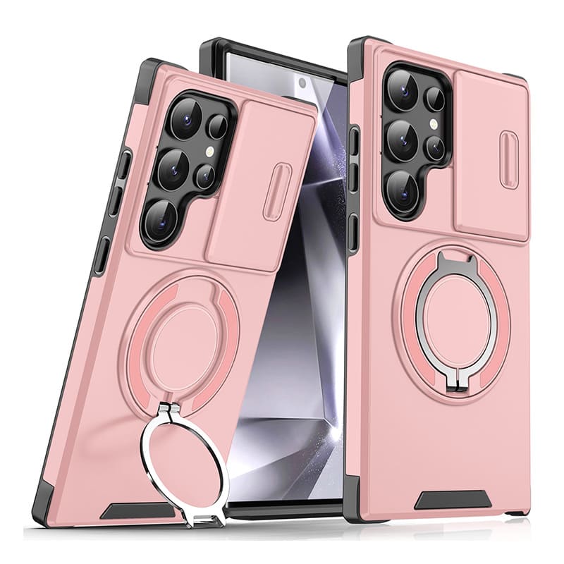 Stoßfeste magnetische Samsung-Hülle mit Kameraabdeckung & Ständer