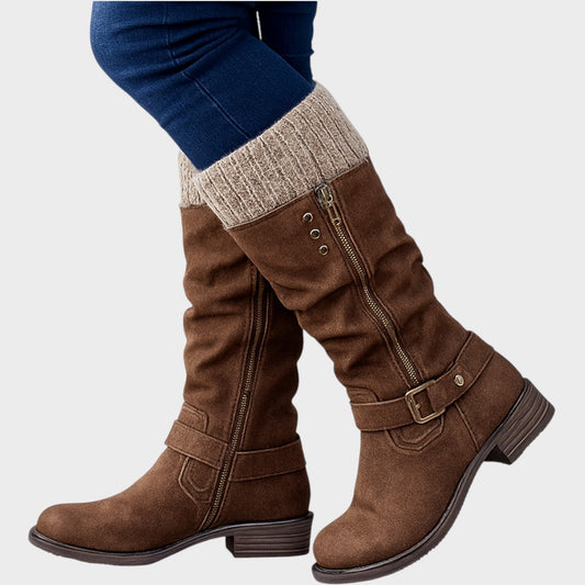 Giana – Gemütliche lange Winterstiefel mit Strickdetails