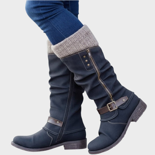 Giana – Gemütliche lange Winterstiefel mit Strickdetails