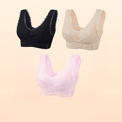 🎁1 kaufen, 2 GRATIS🎁 - Bequemer Korsett-BH mit gekreuzter Vorderseite und seitlicher Schnalle und Spitzen-BHs
