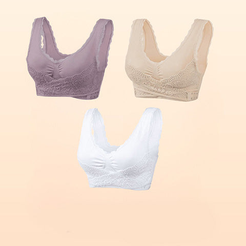 🎁1 kaufen, 2 GRATIS🎁 - Bequemer Korsett-BH mit gekreuzter Vorderseite und seitlicher Schnalle und Spitzen-BHs