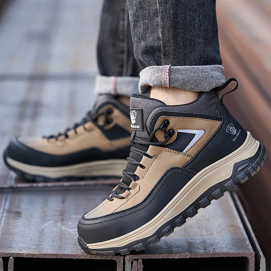 Men's Orthopedic Protective Hiking/Work Boots - Waterproof, Slip-resistant, Impact-resistant, Puncture-resistant - Wide toe box, Arch Support, Ankle Support