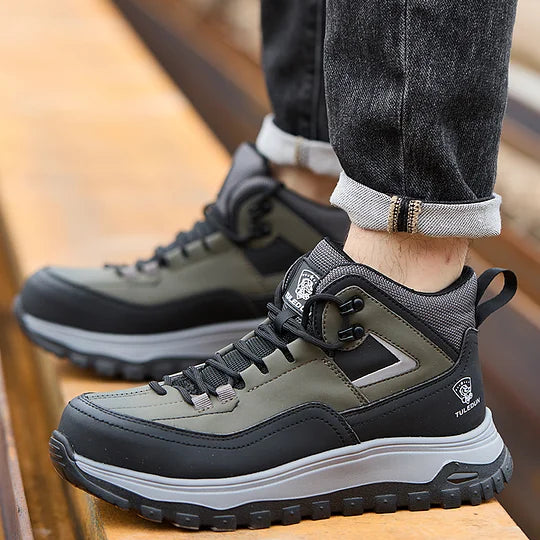 Men's Orthopedic Protective Hiking/Work Boots - Waterproof, Slip-resistant, Impact-resistant, Puncture-resistant - Wide toe box, Arch Support, Ankle Support