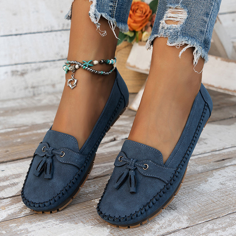 Bequeme, weiche Loafers für Damen im Vintage-Stil mit Schleife