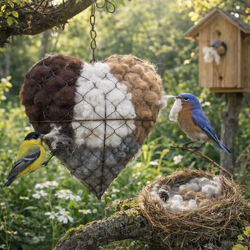 🕊️ Handgemachtes Vogelnest-Herz aus Alpaka-Fasern