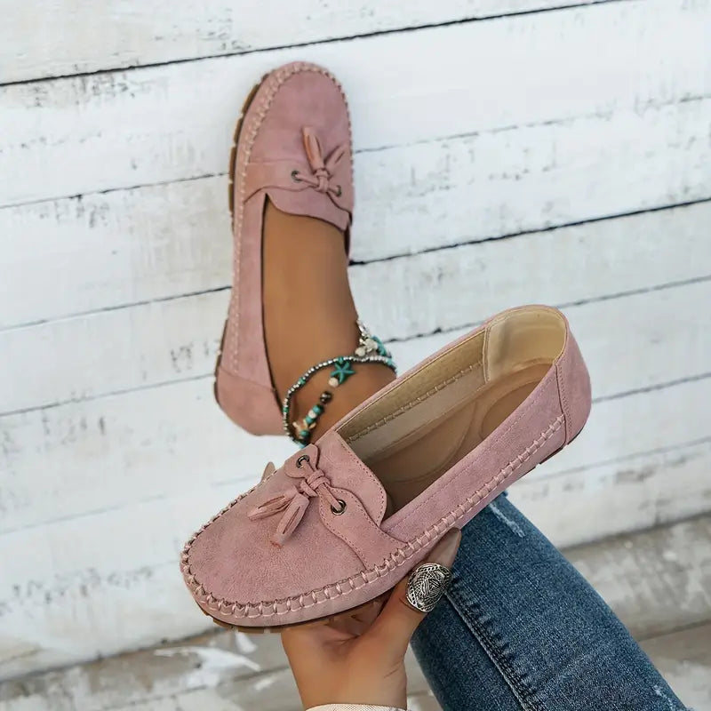 Bequeme, weiche Loafers für Damen im Vintage-Stil mit Schleife