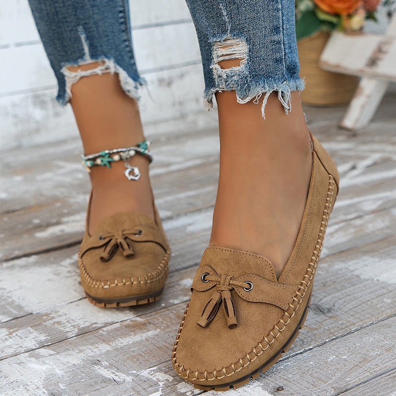 Bequeme, weiche Loafers für Damen im Vintage-Stil mit Schleife