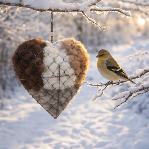 🕊️ Handgemachtes Vogelnest-Herz aus Alpaka-Fasern