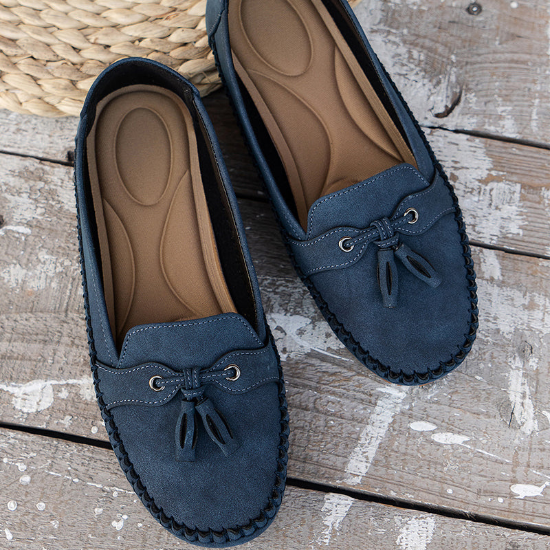 Bequeme, weiche Loafers für Damen im Vintage-Stil mit Schleife