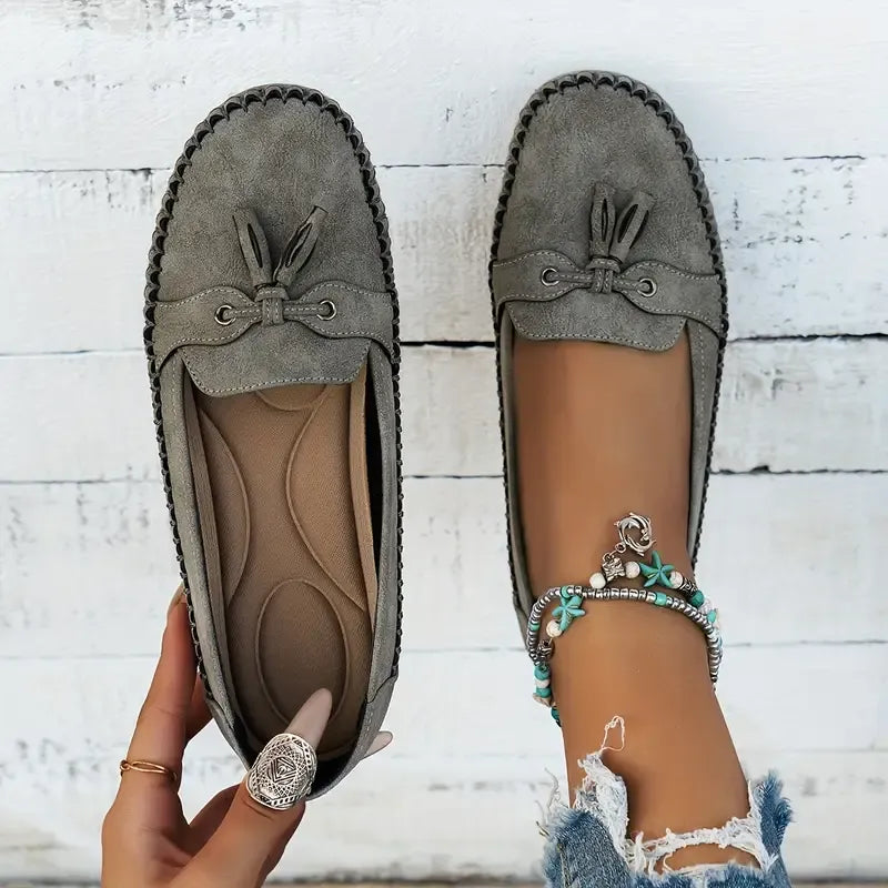 Bequeme, weiche Loafers für Damen im Vintage-Stil mit Schleife