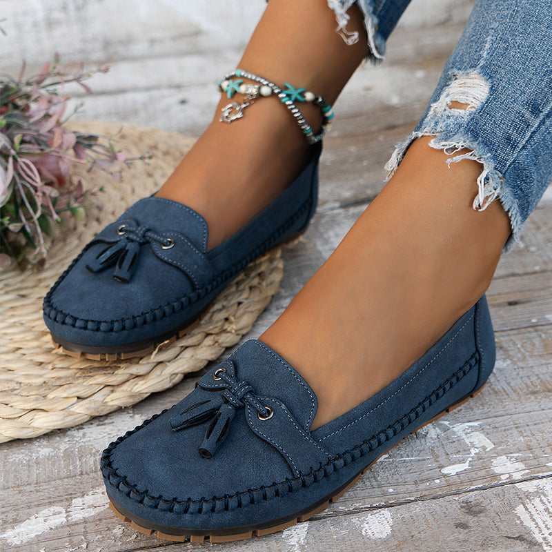 Bequeme, weiche Loafers für Damen im Vintage-Stil mit Schleife