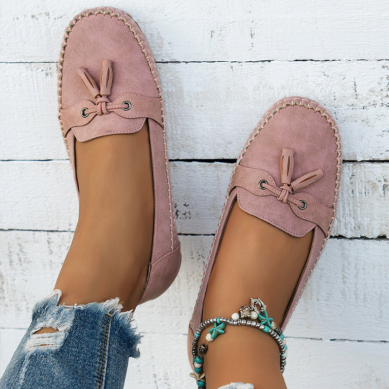 Bequeme, weiche Loafers für Damen im Vintage-Stil mit Schleife