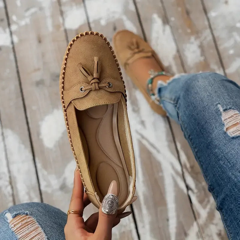 Bequeme, weiche Loafers für Damen im Vintage-Stil mit Schleife