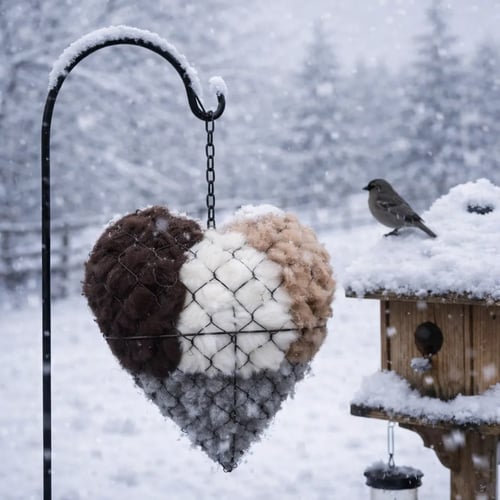 🕊️ Handgemachtes Vogelnest-Herz aus Alpaka-Fasern