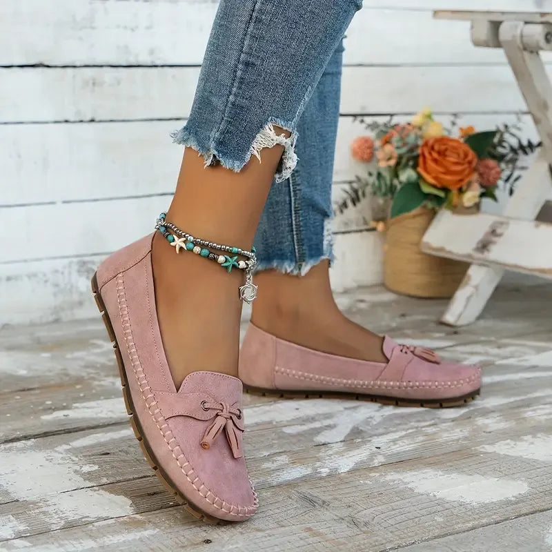 Bequeme, weiche Loafers für Damen im Vintage-Stil mit Schleife