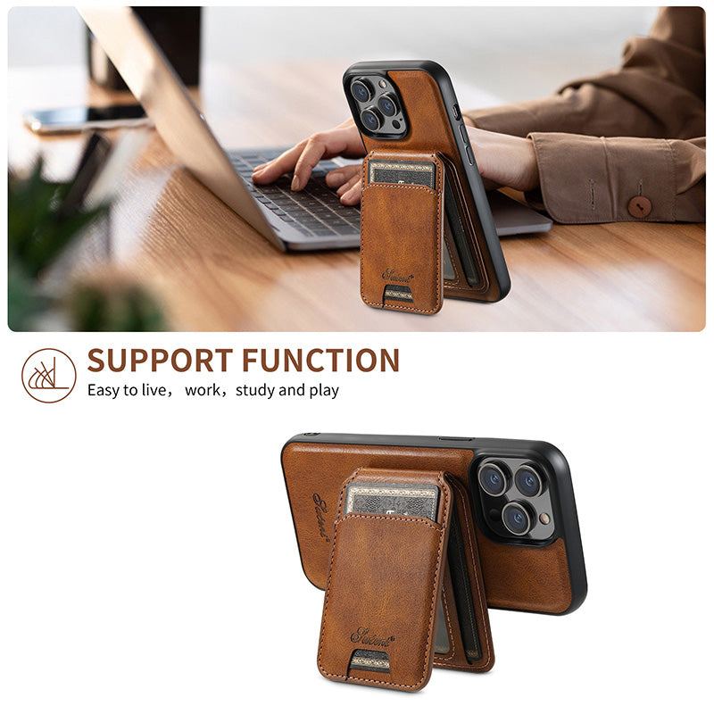 ChubbyArmor LuxeFlip - 2-in-1 Magnetic Leather Case with Detachable Wallet - Magsafe Compatible Flip Stand