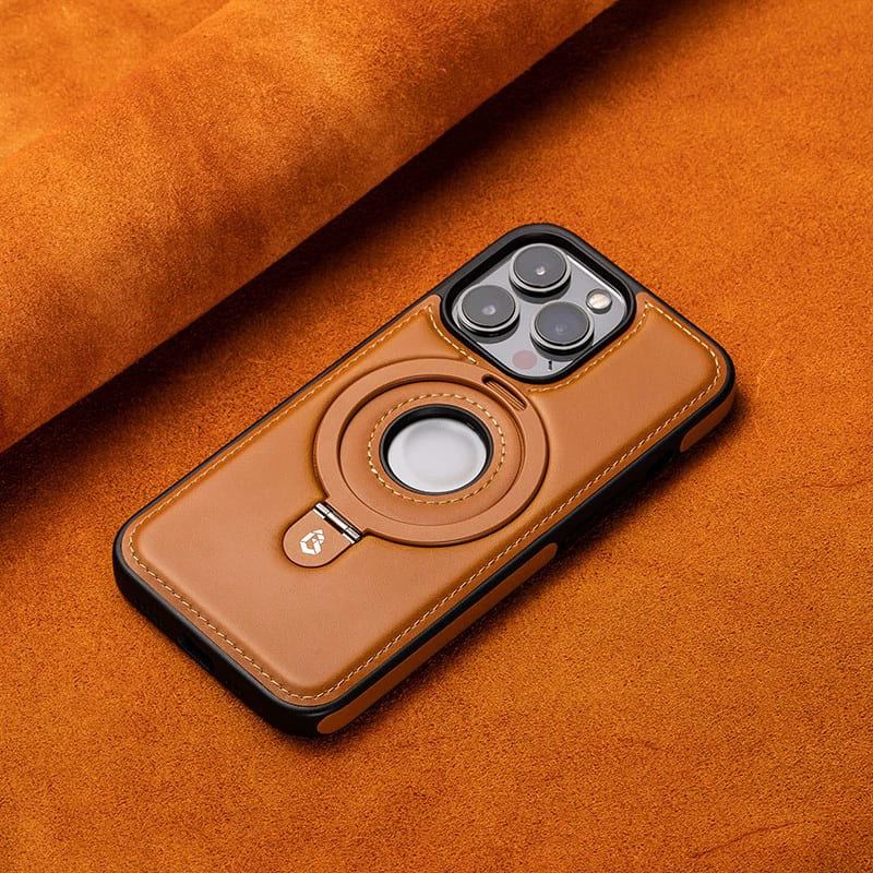 Klassische iPhone-Lederhülle mit Ständer und Magnetverschluss