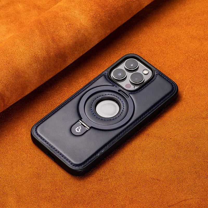 Klassische iPhone-Lederhülle mit Ständer und Magnetverschluss