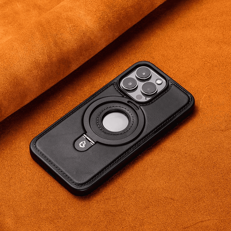 Klassische iPhone-Lederhülle mit Ständer und Magnetverschluss