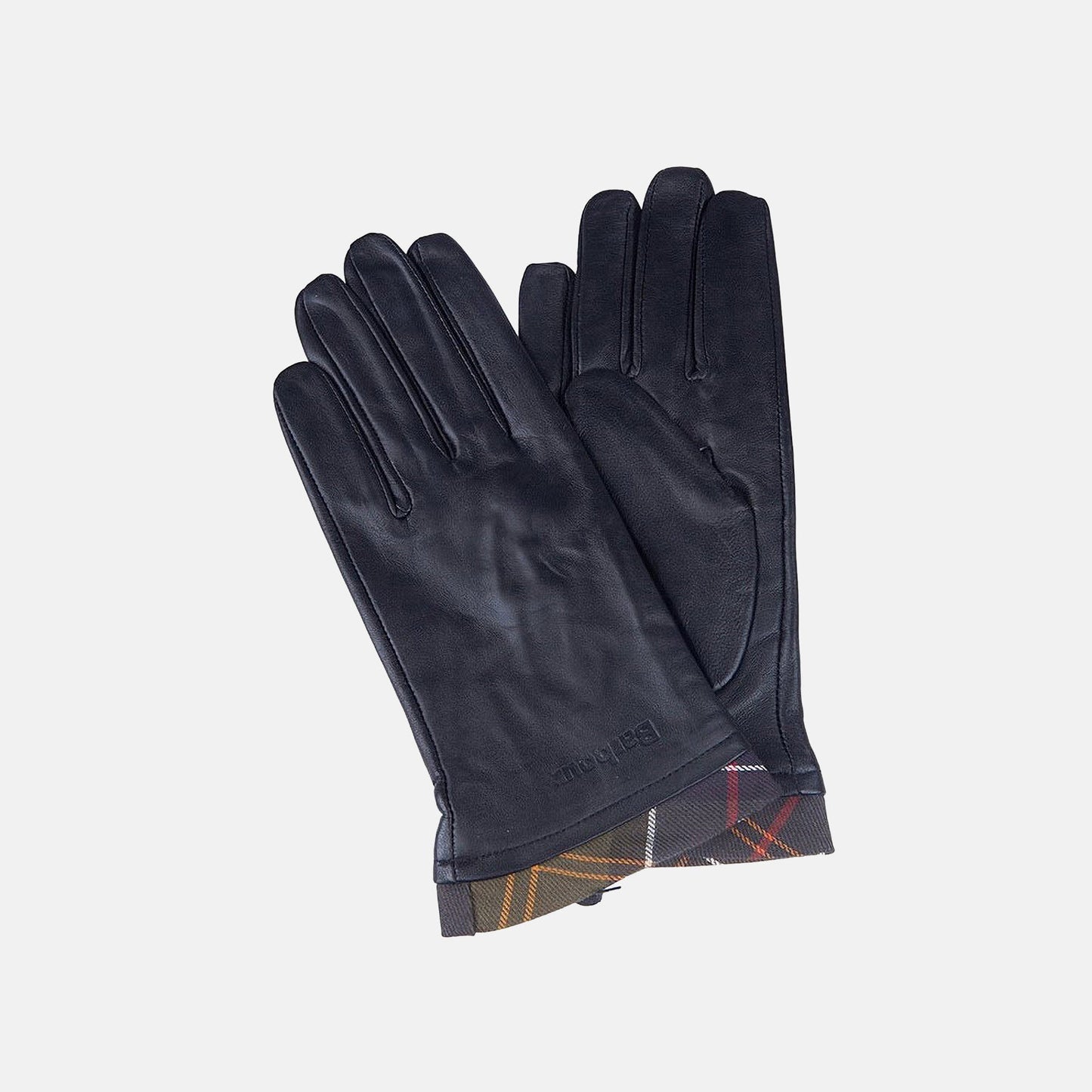 Leather Gloves with Tartan Trim
