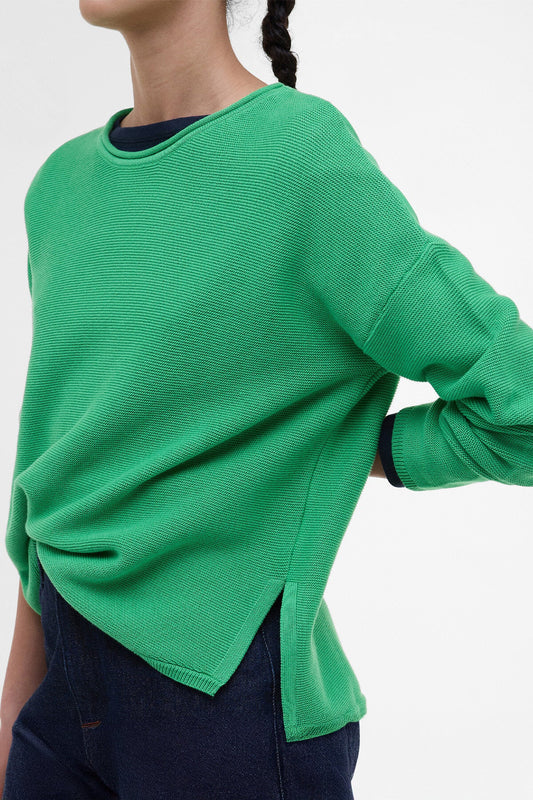 Marineblauer Pullover mit Rundhalsausschnitt