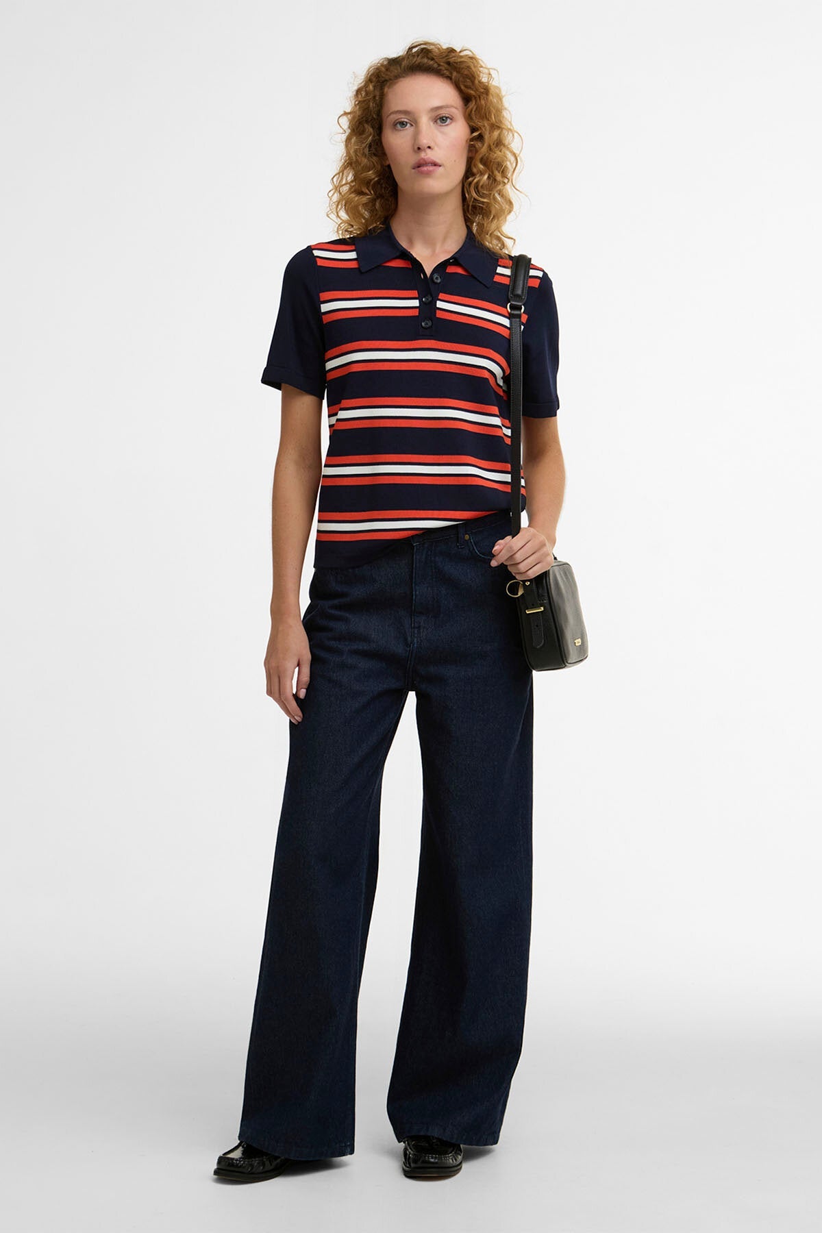 Launton gestreiftes Strick-Poloshirt