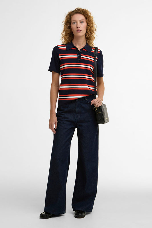 Launton gestreiftes Strick-Poloshirt