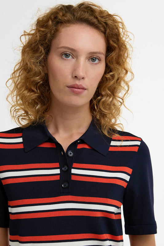 Launton gestreiftes Strick-Poloshirt