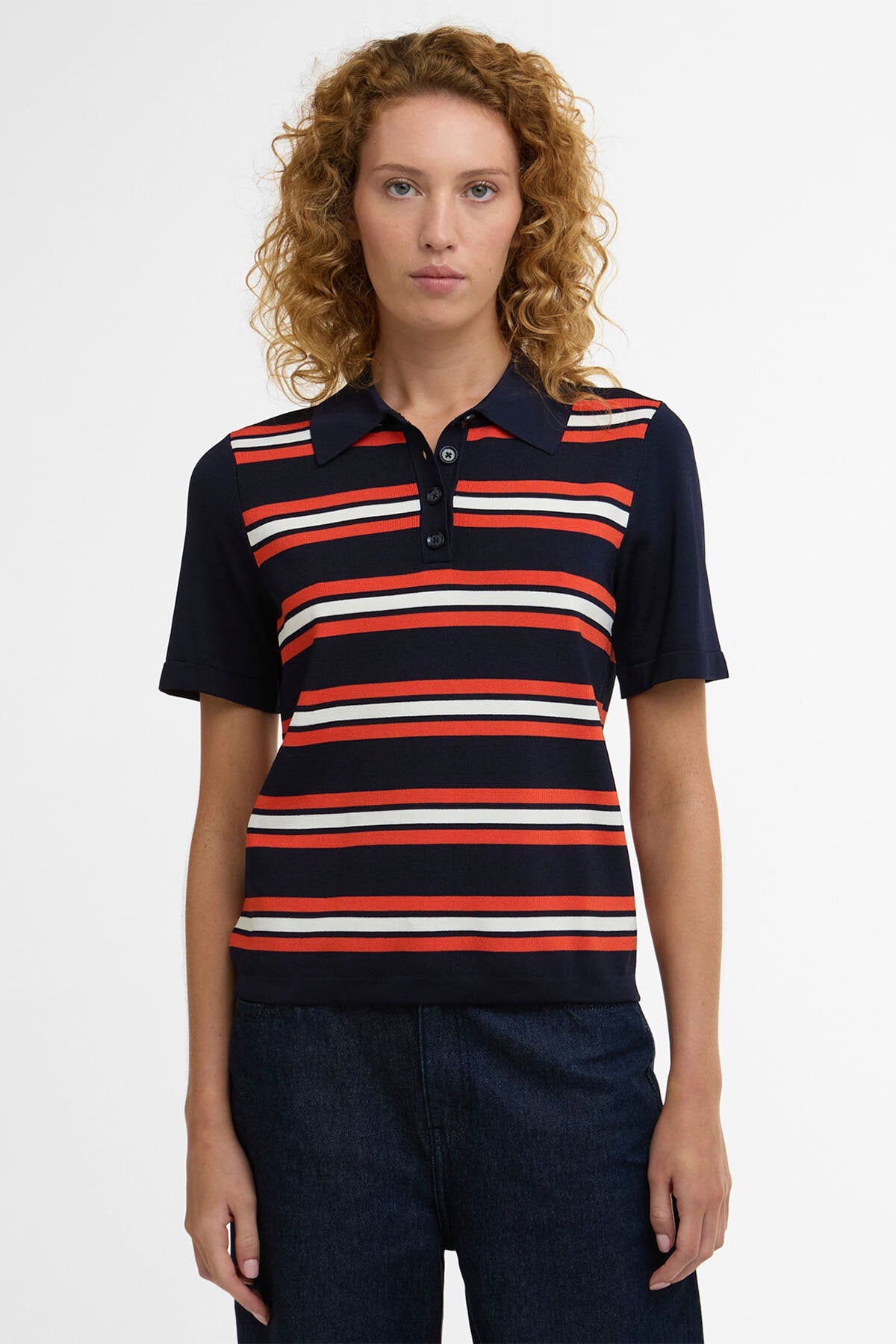 Launton gestreiftes Strick-Poloshirt