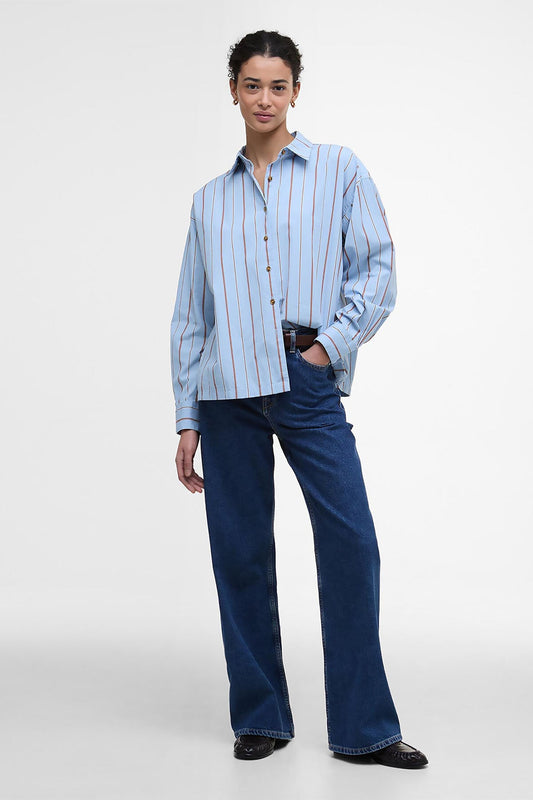 Safranfarbenes gestreiftes Relaxed-Shirt