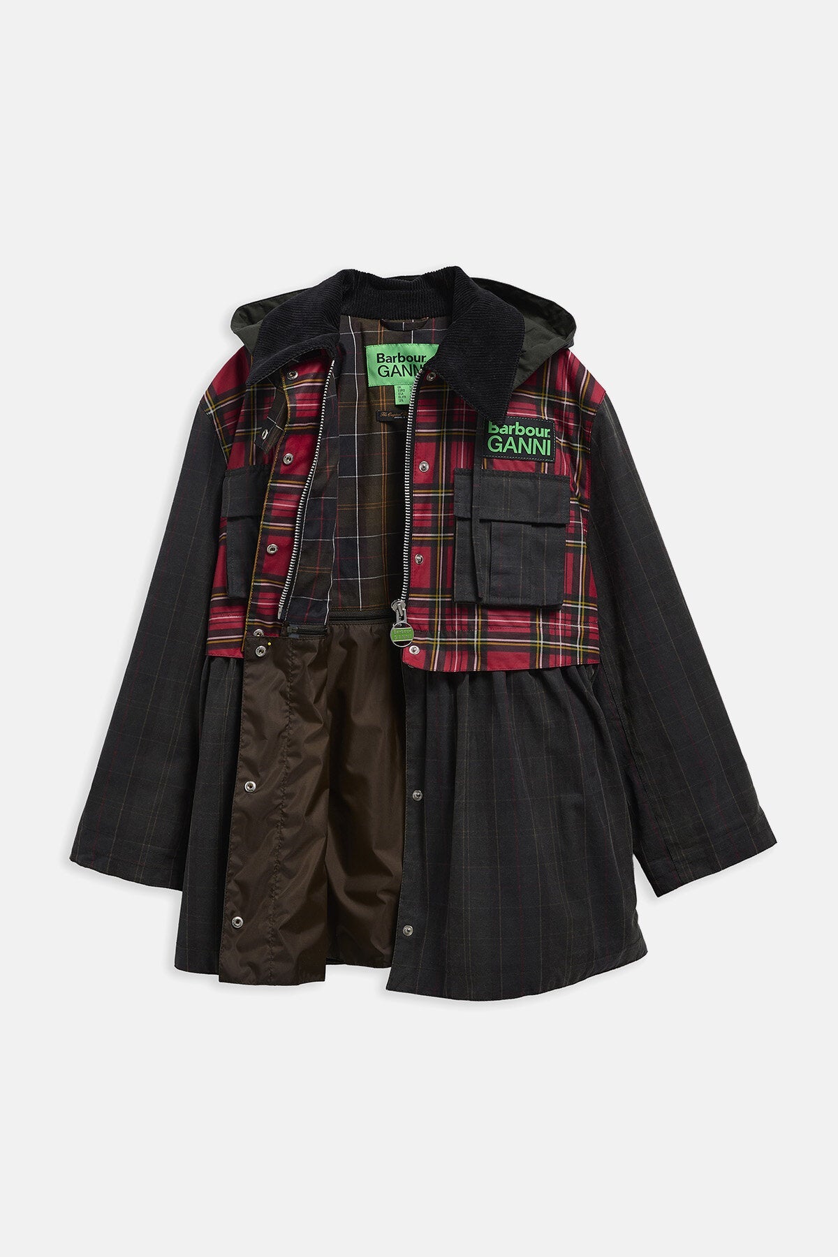Tartan Peplum Waxed Jacket