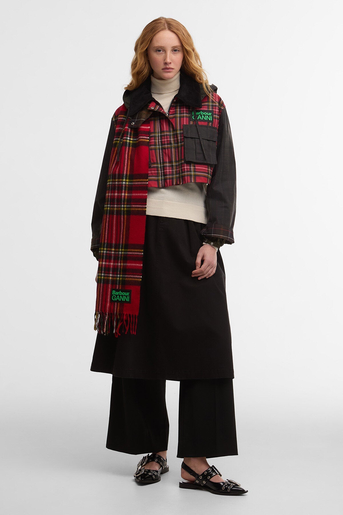 Tartan Peplum Waxed Jacket