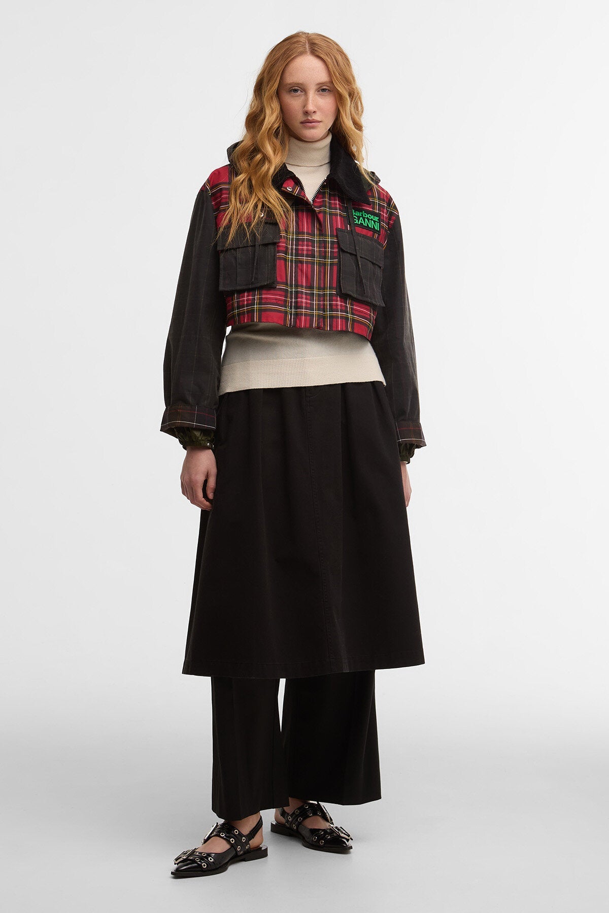 Tartan Peplum Waxed Jacket
