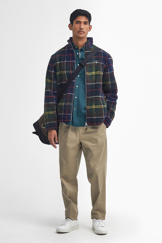 Tartan-Fleecejacke mit Reißverschluss