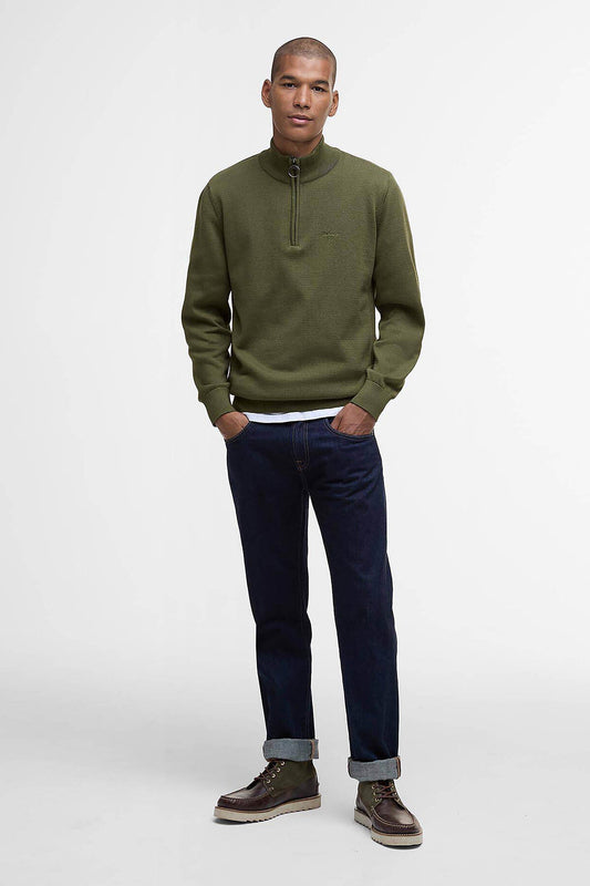 Cotton Half Zip Knitted Sweatshirt