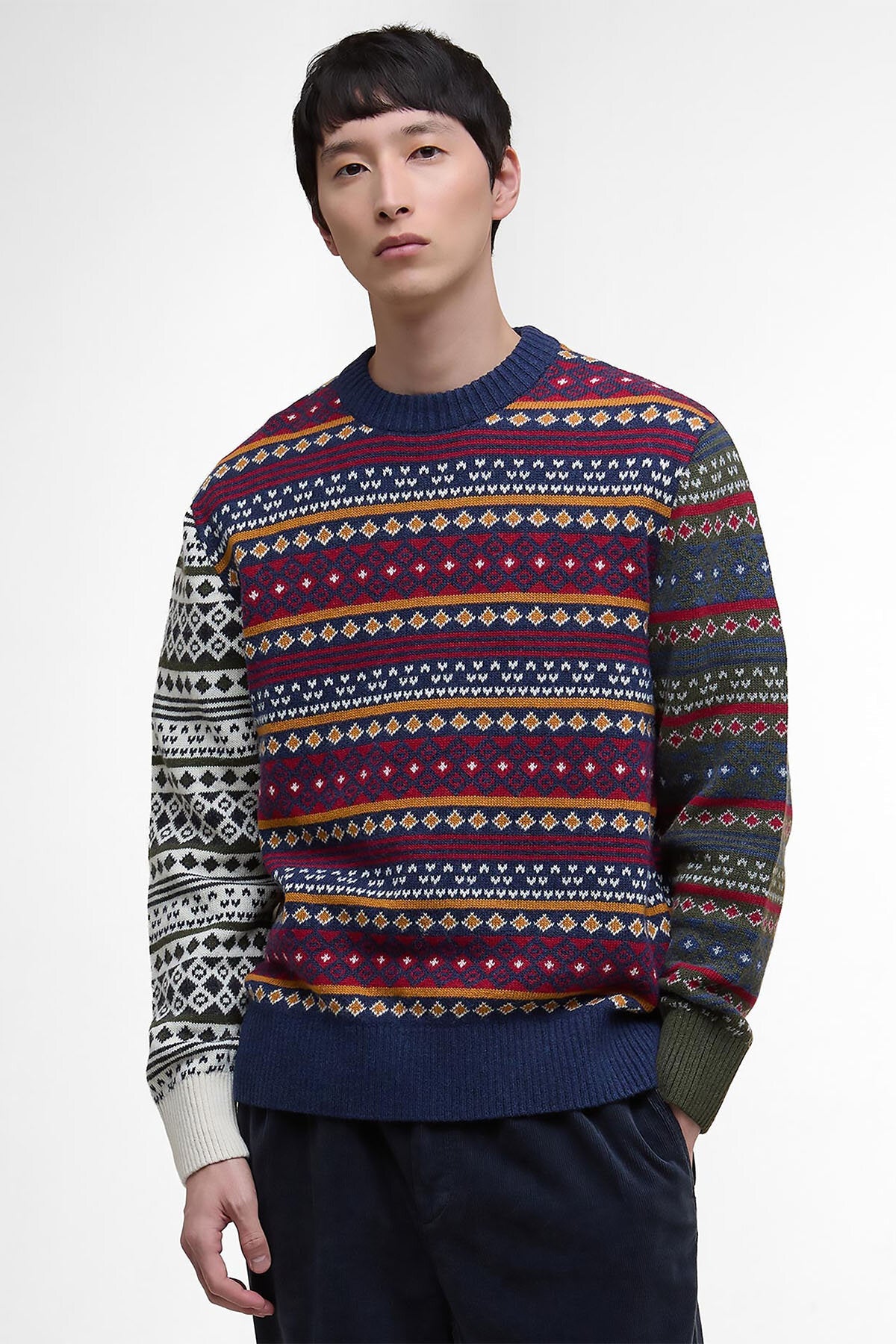 Patchwork Fair Isle Crew Neck Jumper