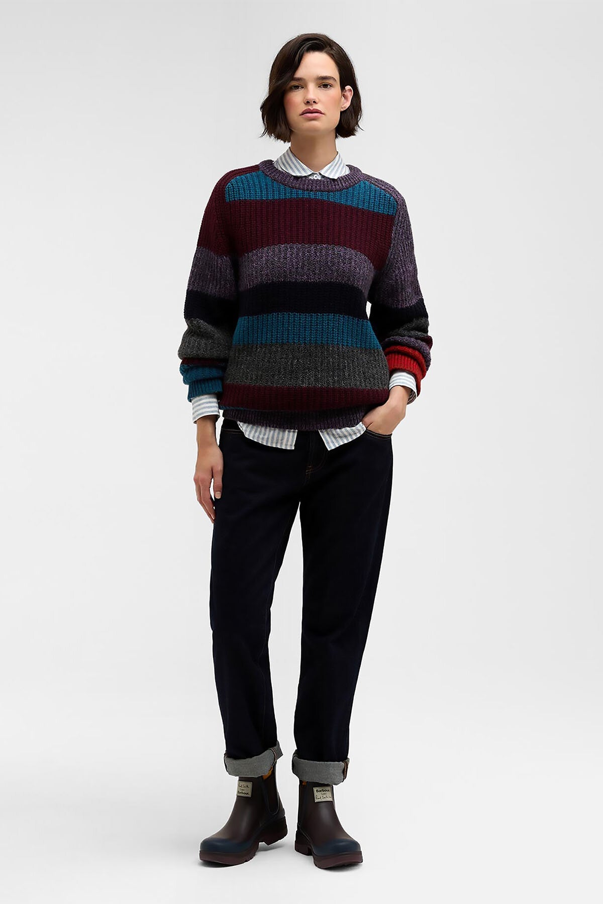 Paul Smith loves Multi Striped Crew Neck Jumper