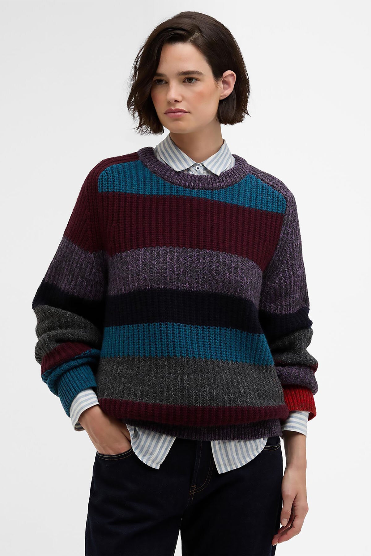 Paul Smith loves Multi Striped Crew Neck Jumper