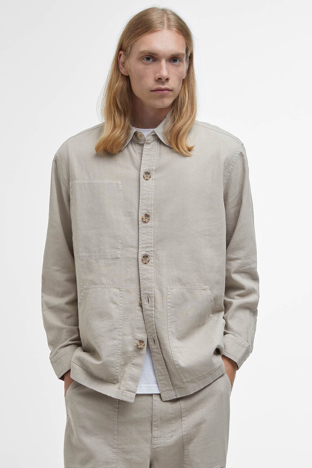 Overshirt aus Leinenmischgewebe