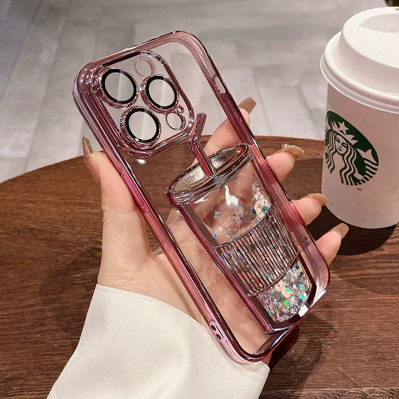 Glitzer-Treibsand-Milchtee-Tassen-Handyhülle für das iPhone