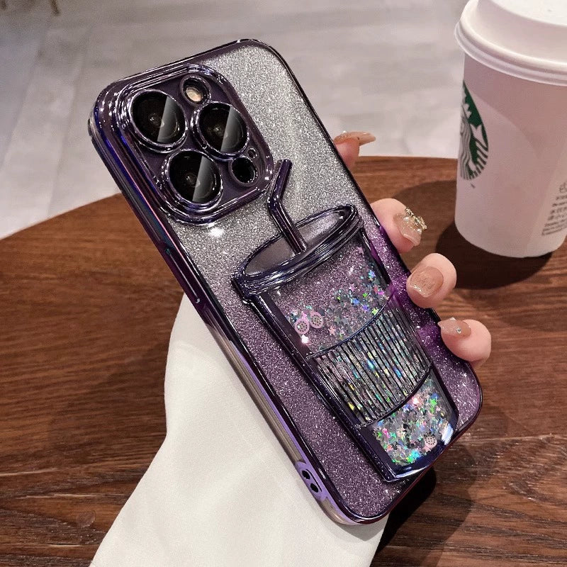Glitzer-Treibsand-Milchtee-Tassen-Handyhülle für das iPhone