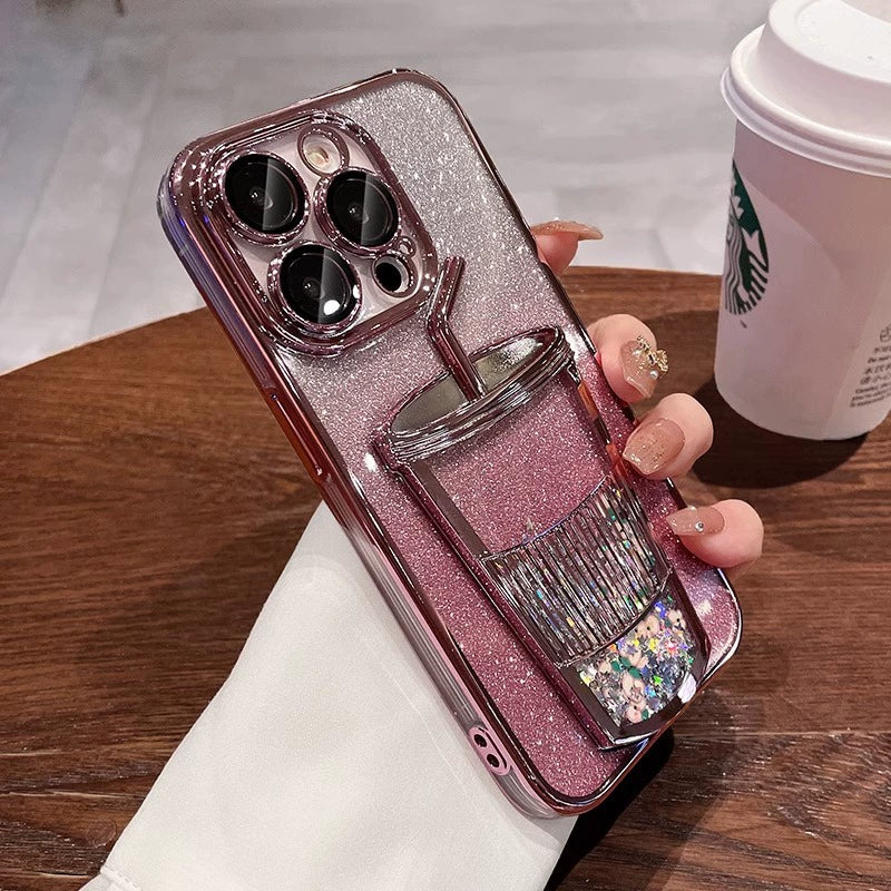 Glitzer-Treibsand-Milchtee-Tassen-Handyhülle für das iPhone