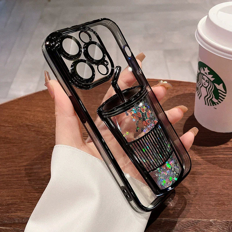 Glitzer-Treibsand-Milchtee-Tassen-Handyhülle für das iPhone