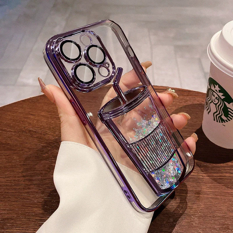 Glitzer-Treibsand-Milchtee-Tassen-Handyhülle für das iPhone