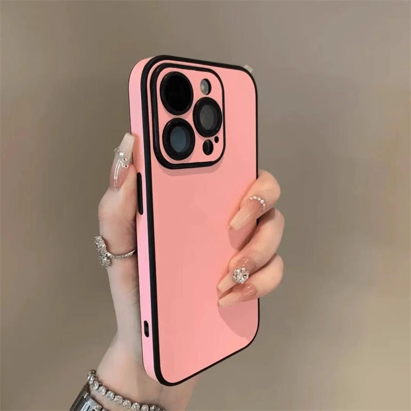 Simple Pure Pigment Leather iPhone Case