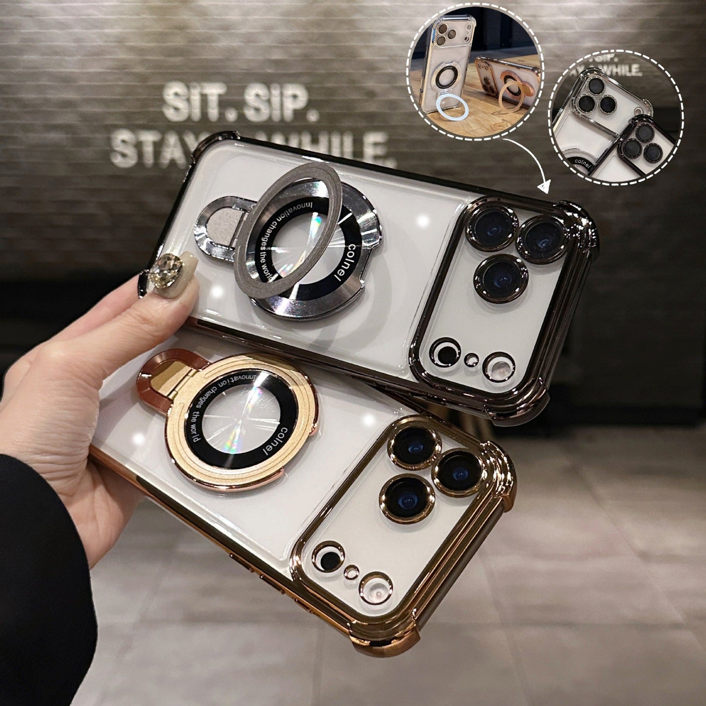 🔥Neu eingetroffen: Handyhülle für iPhone 17 Serie - Vier Ecken Air Cushion Anti-Sturz Hülle für iPhone mit unsichtbarem Ringständer